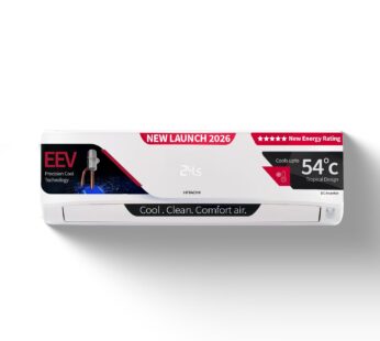 Hitachi 1 Ton 5 Star Inverter Split AC – Copper, Smart View, White