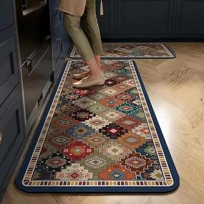 Waterproof Anti-Slip Kitchen Floor Mats Set of 2 | Memory Foam Standing Runner Rugs