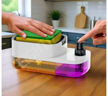 3 in 1 Soap Dispenser with Sponge Holder | Kitchen Sink Liquid Soap Pump for Bathroom & Kitchen Counter