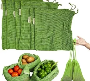 Cotton Vegetable Storage Bags for Fridge | Reusable Drawstring Refrigerator Bags Set of 6