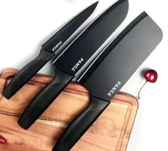 Stainless Steel Knife Set of 3 with Cover | Sharp Kitchen Knives for Vegetables, Fruits & Multipurpose Cutting